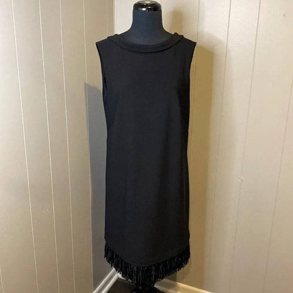 Joseph Ribkoff Dresses & Skirts - Joseph Ribkoff Women’s 12 Black Cowl Neck Sleeveless Fringe Evening Dress